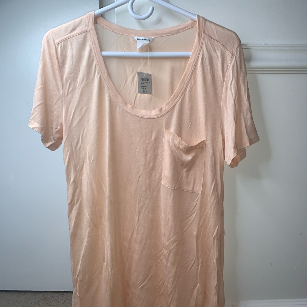 Club Monaco sheer peach shirt
